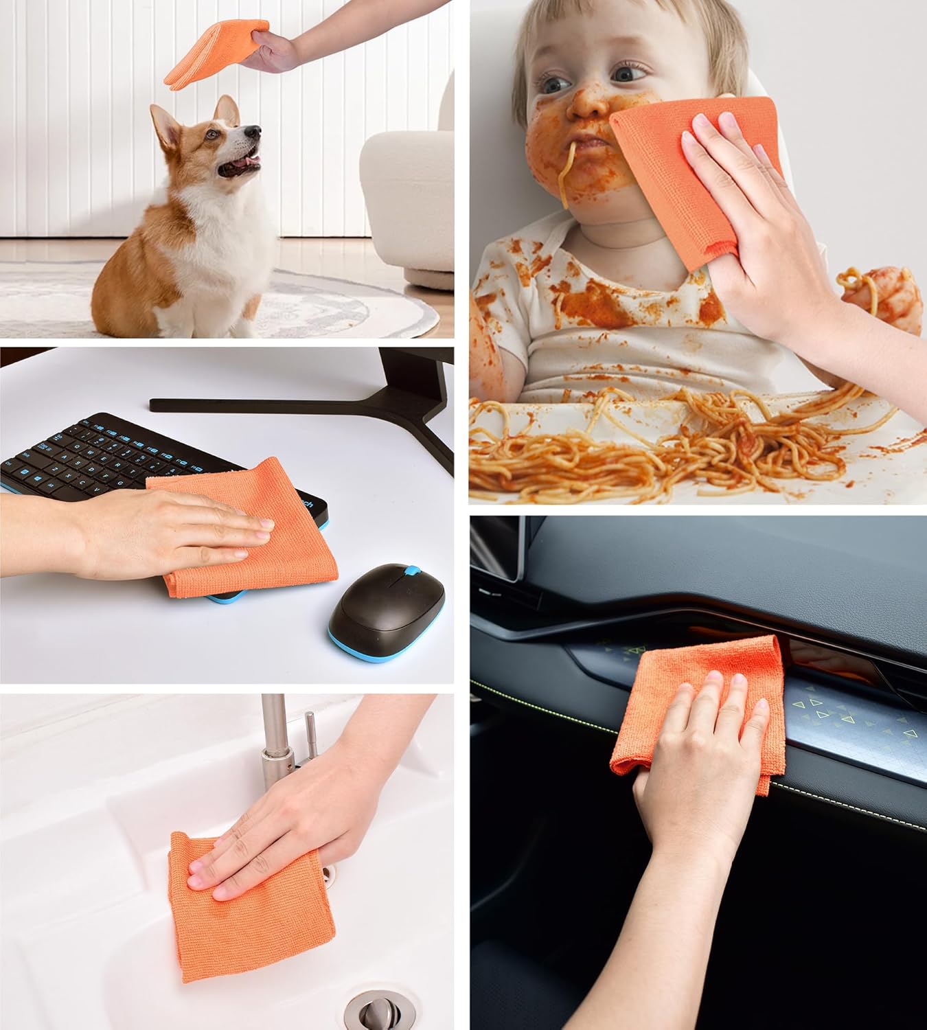 KitchLife Microfiber Cleaning Cloth Roll, 100 Pack - Tear-Away Microfiber Paper Towels, Lint-Free, Reusable, Washable for Kitchen, Car, Dishes, and Sensitive Surfaces (Coral)