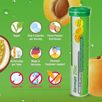 German Zinc 140 Drink Effervescent Tablets - Peach and Passion Fruit Flavour - 5 mg Zinc, Sugarfree, Vegan - T&D Pharma – Made in Germany