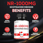 1000mg NAD Supplement with Nicotinamide Riboside NR - Cellular Support, Aging Health, Overall Wellness - 60 Count Supply for 30 Days