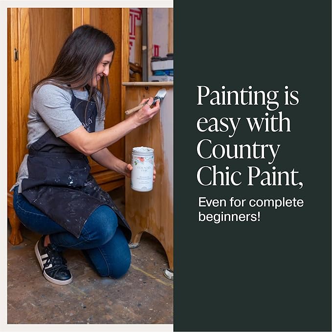 Country Chic All-in-One Chalk Paint for Furniture, Cabinets, Home Decor, Eco-Friendly, Matte Finish, Built-In Primer & Top Coat for Wood, Metal - Envious (Green) - Pint 16 oz (475 ml)