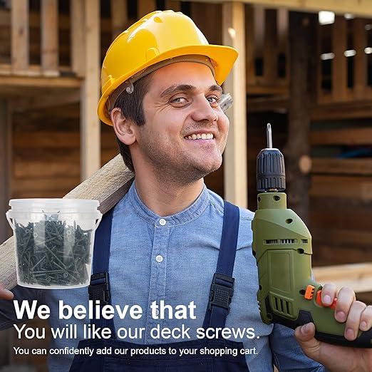 Wood Screws #10 x 5’’, T25 Star Torx Drive Flat Head Deck Screws, Green, 42Pcs (1lb)