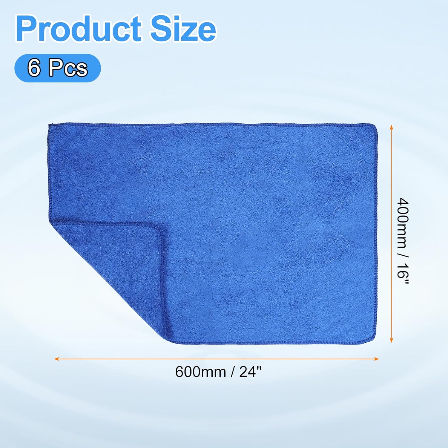 HARFINGTON 6 Pack Microfiber Cleaning Cloth, 24" x 16" Multi-Functional Cleaning Towels Reusable Absorbent Rags for Car Wash Kitchen Household Window Clean, Sapphire Blue