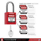 TRADESAFE Lockout Tagout Locks Set - 10 Red Loto Locks, Lockout Locks Keyed Different, 1 Key Per Lock, OSHA Compliant Lock Out Tag Out Padlocks, Safety Padlocks for Electrical Lockout Tag Out Kits