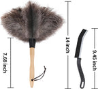 Soarer Ostrich Feather Duster - 14 inches Fluffy Handle Reusable Feather Duster 2pcs Cleaning Brush for Cleaning Supplies,Ceiling Fan, Crafts, Blinds, Furniture