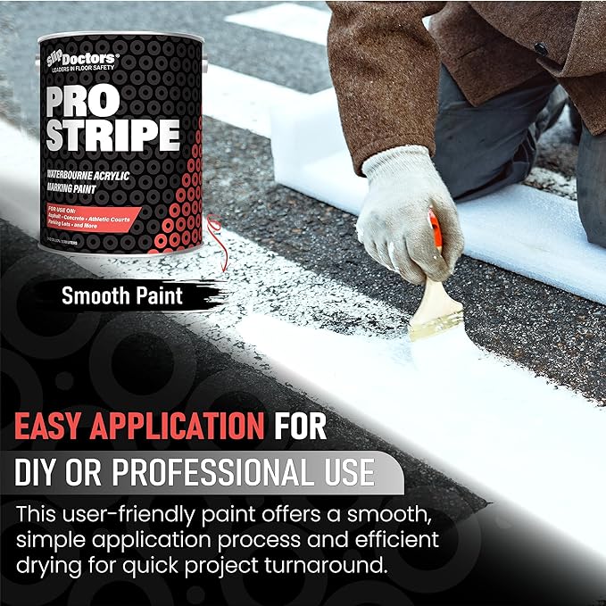 Pro Stripe Line Marking Paint – Courts, Parking Lots & Surface Restoration - (White, 1 Gallon)