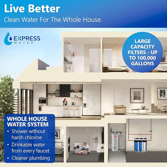 Whole House Water Filter System| HEAVY METAL| 3 Stage Water Purifier Whole Home, Top-Tier Heavy Metal Filter Produces Overachieving H2O, Specially Targets Lead, Arsenic, Chromium, Reduces Chlorine