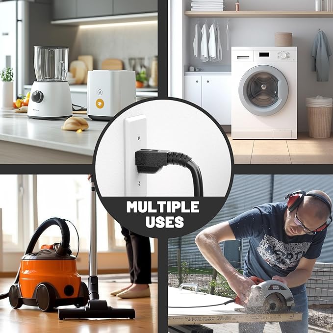 16/3 Black Indoor Outdoor Extension Cord 3 Ft 2 Pack Waterproof, Heavy Duty Extension Cord with 3 Prong Grounded Plug,13A 1625W 16AWG SJTW, Flexible Weatherproof Power Cable