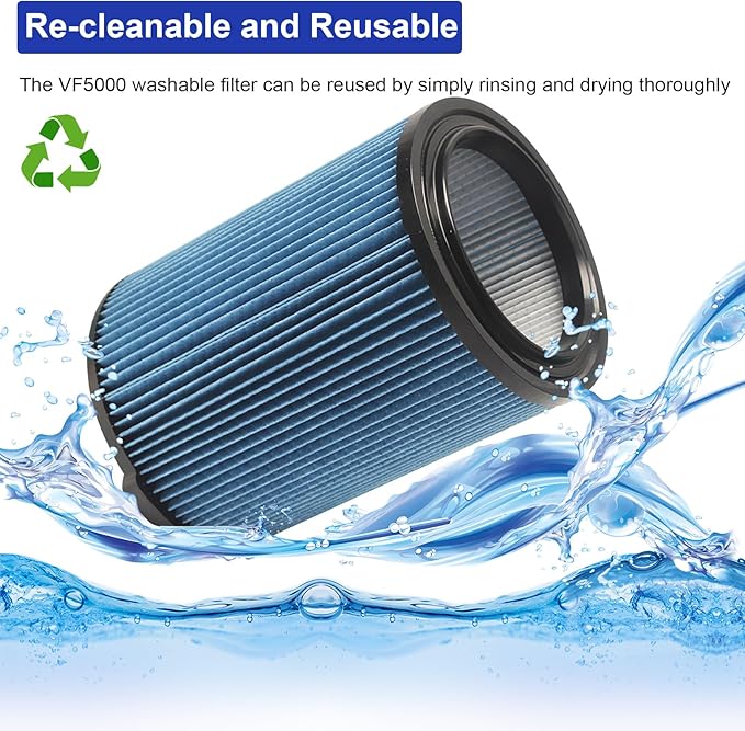 2 Pack VF5000 Filter Replacement for Ridgid Shop Vac 5-20 Gallon Wet Dry Vacuums,3 Layer Pleated Wet/Dry Vacuum Filter Compatible with WD1450 WD0970 WD1270 WD09700 WD06700 WD1680 WD1851 WD1680 RV2400A
