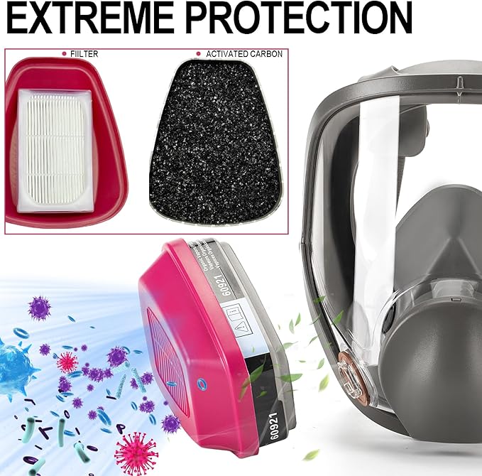 RANKSING Reusable Respirator Full Gas Mask Full 6800 with Filters for Dust, Asbestos, Chemicals while Painting, Spraying