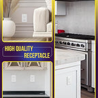 ENERLITES Decorator Wall Receptacle Outlet, Tamper-Resistant Standard Electrical Wall Outlet, Residential Grade, 3-Wire, Self-Grounding, 2-Pole, 15A 125V, UL Listed, 61501-TR-W-10PCS, White (10 Pack)