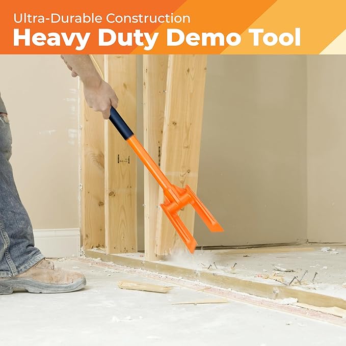48” Round Handle Demolition Bar – Versatile Wrecking & Multi Tool- For Home Renovations and DIYs - Trusted by Contractors, Firefighters & Restoration Professionals