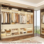 Unikito 25” W x 80'' H Closet System Organizer with Hanging Rod and 2 Wooden Drawers, Adjustable Shoes Rack, Sturdy Garment Racks, Walk-in Closet Tower for Bedroom, Mudroom, and Entryway, White Oak