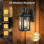 2 Pack Motion Sensor Outdoor Wall Lights, Dusk to Dawn Porch Lights with 3 Adjustable Lighting Modes, Waterproof Exterior Light Fixture Wall Mount, Black Outside Lights for House, Garage, ETL Listed