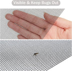 Window Screen Replacement Kit, 48'' x 99'' Fiberglass Screen Mesh with Rolling Tool and Screen Retainer Spline, DIY Adjustable Screen Door Mesh for Window, Door and Patio, Black