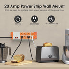 JUNNUJ Heavy Duty 20 Amp Surge Protector 4800J, Garage Metal 8 Outlets 12 Gauge, High Amp 5-15P Adapter Shop 6-20R T-Slot Industrial Outlet, 10 FT Extension Cord Commercial for Appliance, Grey