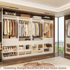 Unikito 50” W x 80'' H Closet Organizer Storage System with 2 Hanging Rod and 2 Wooden Drawers, Adjustable Shoes Rack, 4 Cubby Storage, Walk-in Closet Tower for Bedroom, Mudroom, and Entryway, White