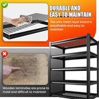 Large Garage Shelving, 5-Tier Garage Storage Shelves 3000LBS Heavy Duty Shelving Unit, Adjustable Steel Metal Shelving, Wire Shelves for Garag, Utility Rack Shelf for Basement, 81 ”H×46”W×19.7”D