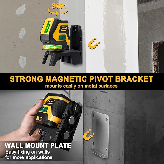 PREXISO Laser Level with Tripod & 2 Plumb Dots - 100 Ft Rechargeable Point Cross Laser Level Self Leveling - Plumb Spot Alignment Wide Angle Laser Line for Construction, Ceiling, Floor Tile