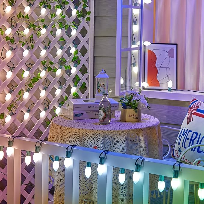 Brightown C9 LED Replacement Christmas Bulbs, 25 Pack White Shatterproof C9 Bulbs, Waterproof Commercial LED Holiday Bulb for Christmas String Light, E17 Intermediate Base, Dimmable