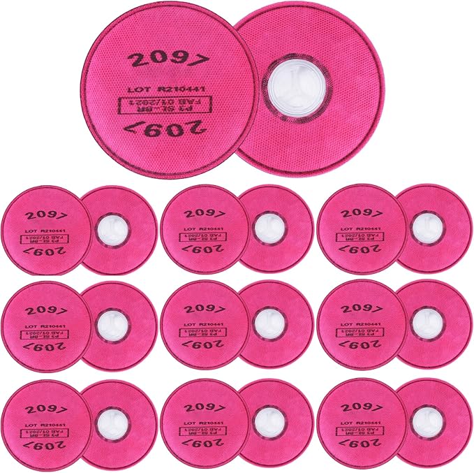 2097 Respirator Filters (20Pcs/10Pairs), Respirator Cartridges with Activated Carbon Layer, Filter for 6200, 6502, 6800, 7502 Respirator, for Against Particulate, Dust, Organic Vapor, Painting