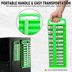 Magnetic Socket Organizer Set, 3-Piece Green Portable Magnetic Socket Holder Tray, Heavy Duty Socket Racks For 1/2-inch& 3/8-inch& 1/4-inch Drive, Hold 76 Sockets - Fit Shallow&Deep Sockets