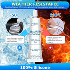 Clear Silicone Sealant & Adhesive RTV Transparent 100% Silicone Caulk Waterproof High Strength All-Purpose Shrink & Crack Proof Caulking for Kitchen, Bathroom, Windows & Car -1.8oz/50g