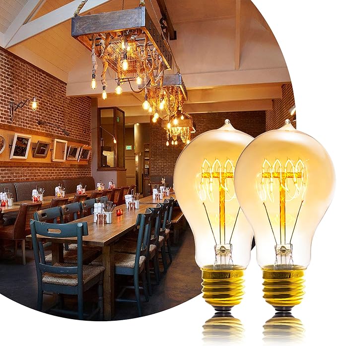 A19 Edison Light Bulb,E26 Incandescent Light Bulbs 60W Antique Vintage Bulb,2200K Dimmable Warm White 280 Lumens Amber Retro Decorative Old Fashioned Incandescent Bulb,Squirrel Cage 6 Pack
