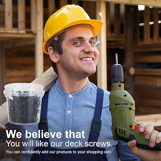 Deck Screws #8X1-1/2’’, T25 Star Torx Drive Flat Head Wood Screws, Black, 5lb