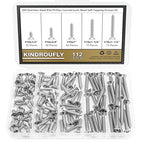 112 Pieces #10 x 1/2" 3/4" 1" 1-1/4" 1-1/2" Phillips Countersunk Head Self-Tapping Screws, Wood Screws Assortment Kit, 304 Stainless Steel