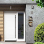 LamQee 2 Pack 20" Modern Outdoor Wall Light, Integrated LED 1000LM Exterior Lighting Fixture Rectangle Outdoor Sconce, Matte Black Metal Wall Mount Porch Light Outside Lamp for House Garage Door Patio