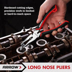 ARROW 4-Piece Pliers Set, Includes 8 Inch Diagonal, Long Nose, Slip Joint, 10 Inch Groove Joint Pliers, Ergonomic Anti-slip Handle, for Basic Repair