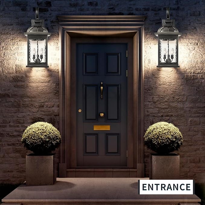 Darkaway Outdoor Lights Fixtures Wall Mount, Extra Large 26inch Outdoor Wall Sconce Lights with Water Ripple Glass for House Front Porch Patio Garage E12 Bulb Base