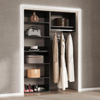 Modular Closet System, 46" Wide Closet Organizer System with Towers and Hanging, Wood Closet Tower Storage for Walk In Closets, Wall Mounted Wardrobe Organizer Kit System, Bedroom, Black