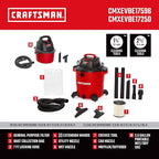 CRAFTSMAN CMXEVBE17596 20 Gal. 6.5 Peak HP Heavy Duty Wet/Dry Shop Vacuum with Filter, Dust Bag, Hose, Attachments and CMXEVBE17250 2.5 Gal. 2.5 Peak HP Portable Vac with Filter, Hose and Attachments