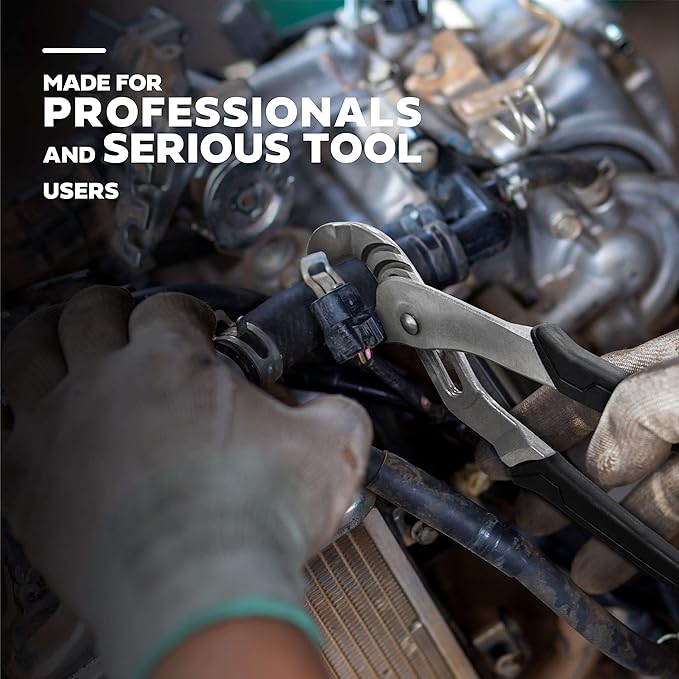 Olympia Tools 10-Inch Tongue and Groove Pliers, Straight Jaw Pliers with Cushion grip, 6 Jaw positions, 2.1" Jaw Capacity