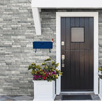 Oakland Living AZ620-BLUE Blue Patriotic Metal Outgoing Mail Flag and Newspaper Hangers Wall Mounted Mailbox