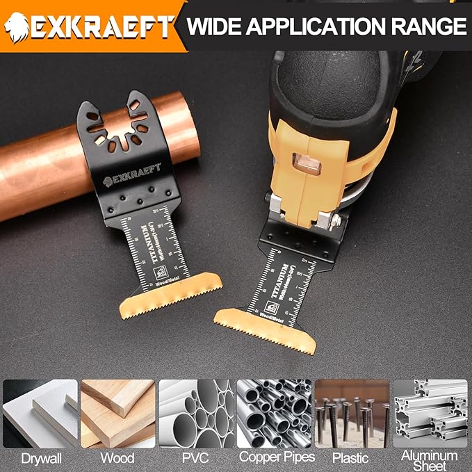 50PCS Curved-Edge Oscillating Tool Blade, Titanium multitool blades for Metal, Wood, Plastic, Professional Universal oscillating saw blades Fit Dewalt Milwaukee Ryobi Rockwell Fein
