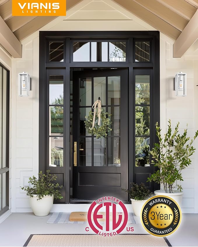 VIANIS 2 Pack White Outdoor Lighting Fixtures, Dusk to Dawn Outdoor Lighting, Exterior Light Fixture Wall Mount for House, Anti-Rust Aluminium Porch Lights Outdoor for Patio, Entryway