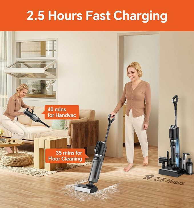 IMAGIC M3 Combo Wet Dry Vacuum Cleaner, 4-in-1 Cordless Vacuum Mop Combo for Multi-Surface, Lightweight & Handheld Vacuum Mop All in One with Edge Cleaning, Self-Cleaning & Hot Air Drying, Grey