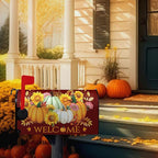 Fall Autumn Pumpkin Mailbox Cover Magnetic Yellow Sunflower Maple Leaves Mailbox Cover Large Size 25.5 X 21 Inch Thanksgiving Welcome Post Box Covers Wraps Home Garden Decor for Outdoor