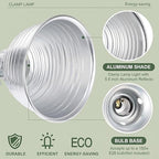 Macarrie 8 Pack Clamp Lamp Light with Aluminum Reflector, 6ft SPT-2 18awg Cord and Adjustable Stand Fixture, up to 150 Watt, E26 Socket, No Bulb(5.5 Inch)