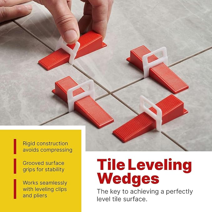 501 Pcs Tile Leveling System with 1/8" (3mm) Tile Spacers, Tile Wedges and Tile Leveling Clips - Saves Time for Perfect and Precise DIY Installation of Ceramic Tiles - With Leveler Tool (Pliers)