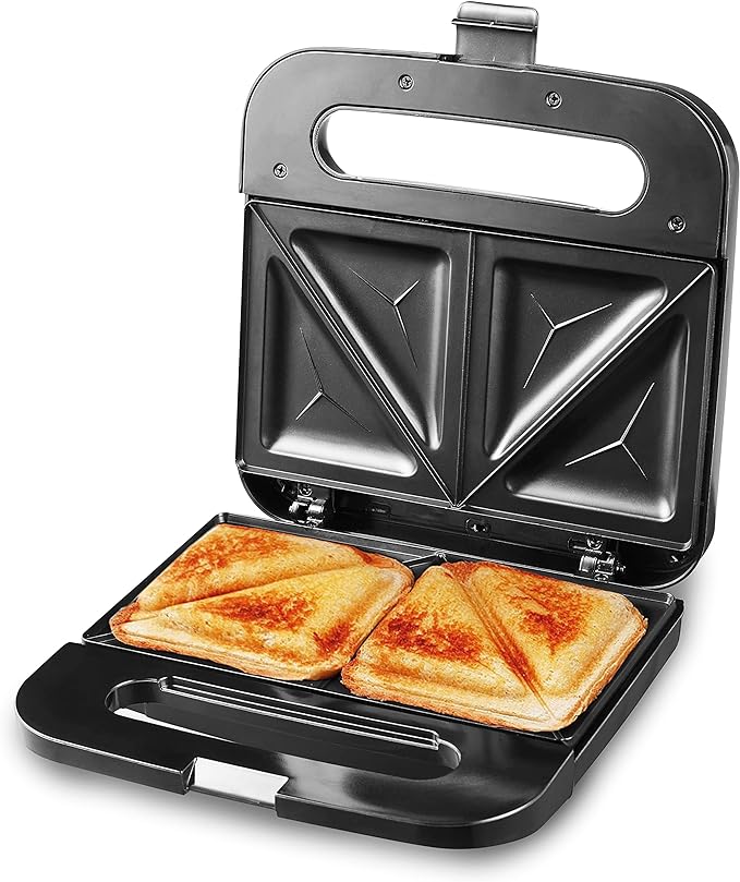 Elite Gourmet ESM2207XSS Sandwich Panini Maker Grilled Cheese, Machine Tuna Melt Omelets Non-stick Cooking Surface, 2 Slice, 750 Watts, Stainless Steel