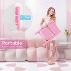 GameGem Pink 2 Step Ladder, Small Kitchen Step Stool for Adults, Widen 7.9Inch Pedal for Comfortable Use, Sturdy and Cute Step Ladder with Anti-Slip Foot, More Friendly to Women, 330Lbs Load