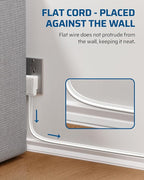 DEWENWILS 6FT Flat Plug Extension Cord, 3 Prong Ultra Thin Power Strip, 13A/125V/1625W, 16/3 Awg Grounded Flat Power Cable for Indoor Narrow Space, SPT-3 Cord, ETL Listed, White, 2 Pack