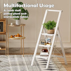 Taranta 3 Step Ladder, Portable Folding Ladder with Wide Pedal, Lightweight Aluminum Step Stool with Convenient Handgrip, 330 lbs Capacity Stepladder for Home, Office - White