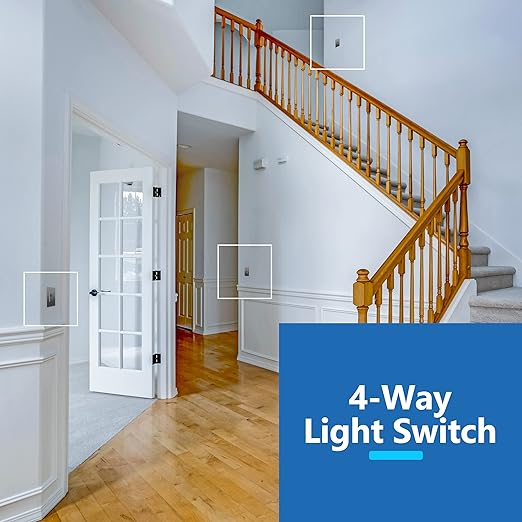 LIDER Minimalist Design Matte Finish Lighted 4-Way Decorator Light Switch, Four Way Frameless Rocker Switch, Residential/Commercial Grade, 15A 120V/277V, UL Listed, LS15-4W-SG, Space Gray