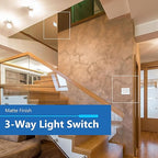 LIDER Matte White Minimalist Design Decorator Switch, Frameless Paddle Wall Light Switch, On/Off Rocker Switch, 3-Way or Single Pole, Residential Grade, UL Listed, 3 Wire, 15A 120-277VAC