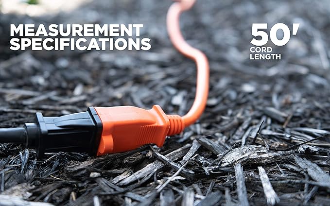 Southwire Outdoor Power Extension Cord - Ideal for Landscaping & Outdoor Equipment - Bright Orange Jacket - SJTW Rated - Durable Molded Plug - 16/2 SJTW - 50 Foot Length