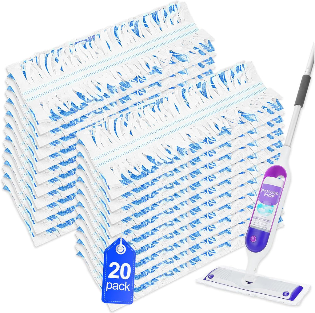 20 Pack Disposable Mop Pads for Power-Mop Multi-Surface Floor Mop, Floor Cleaning Replacement Mopping Pads Refills